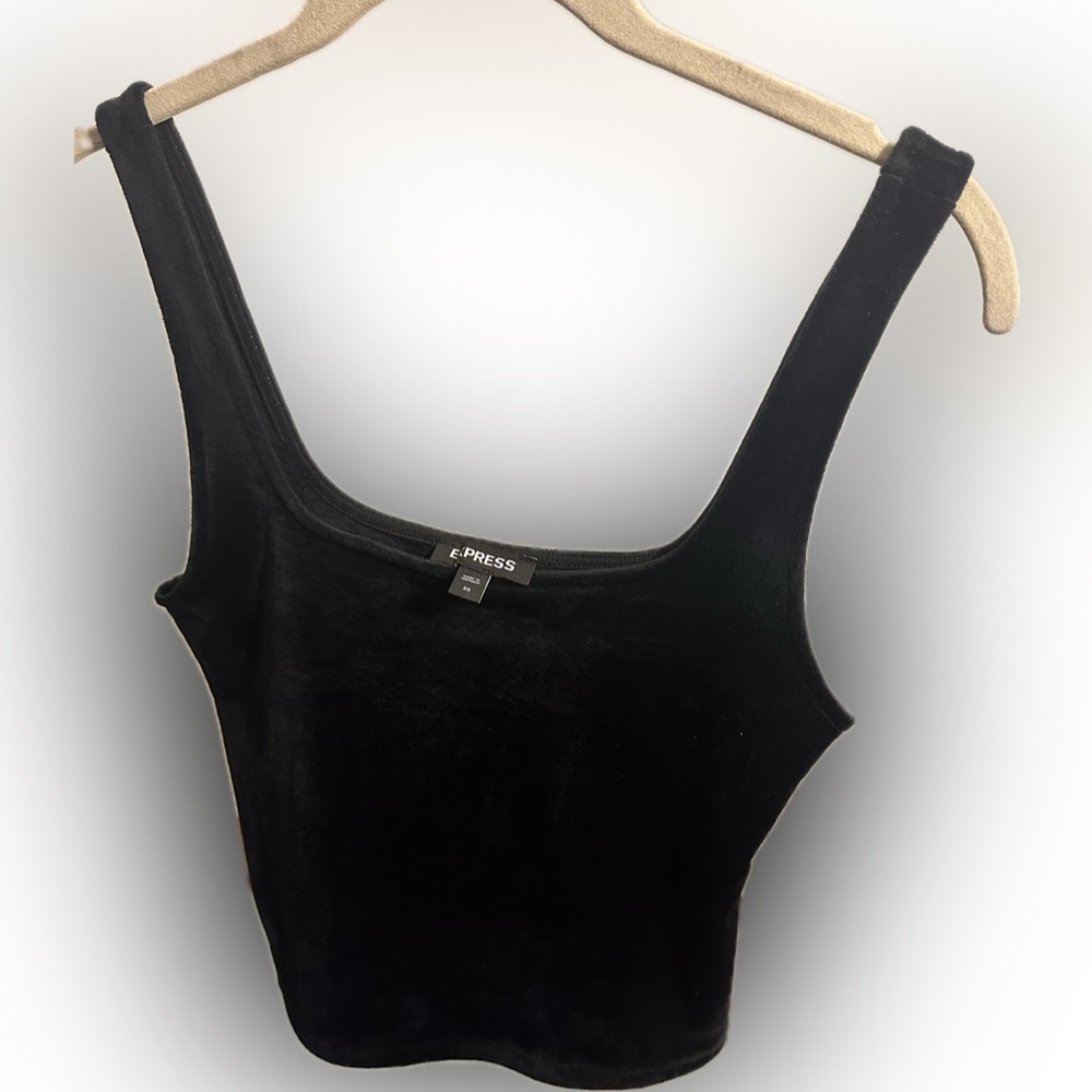 Express Black Velvet Women’s Crop Tank Top